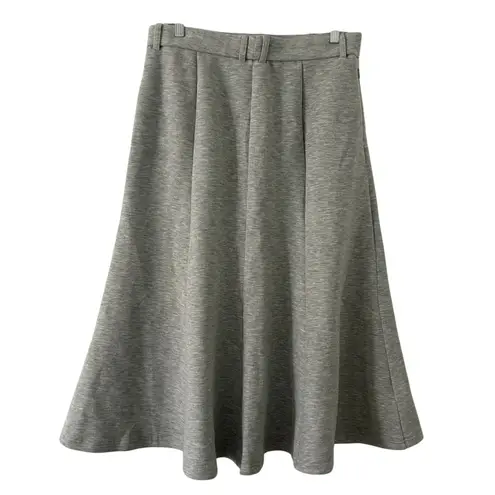 OGL FuzzLuxe High Waisted Umbrella Hem Midi Skirt Heathered Gray L Large New