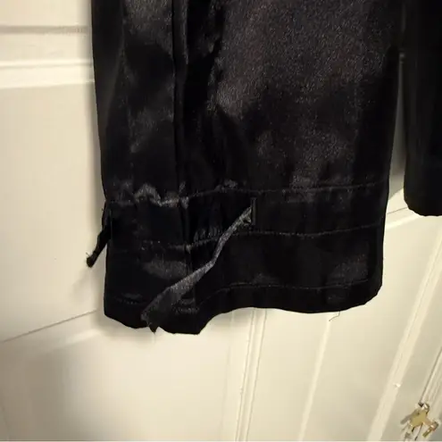 Catalina Satin High Waisted Wide Leg Ankle Cinch Cargo Pants Black Large