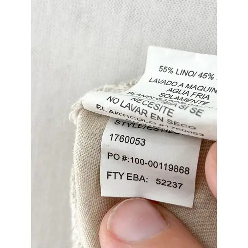 Briggs Women's Linen Blend Wide Leg Crop Pants sz XL Paperbag Waist High Rise Tan