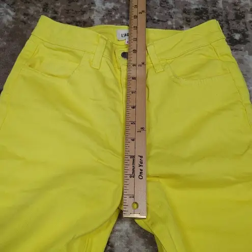 L'Agence Audrina Distressed Neon Yellow Jeans Size 25 Bright Yellow Raw Hem High