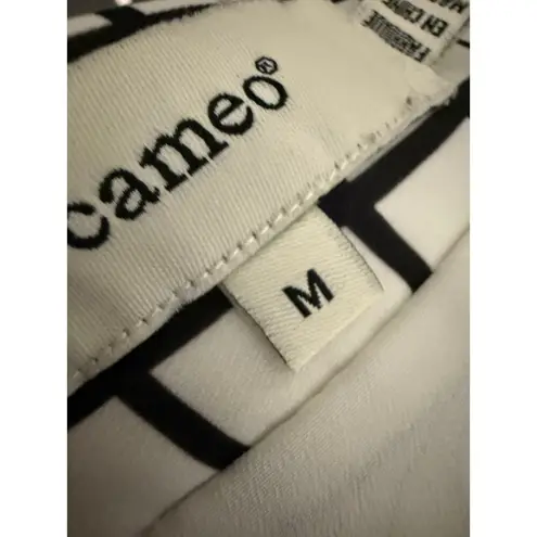 Cameo White Black Windowpane Plaid Stripe A-Line Mini Skirt Size M