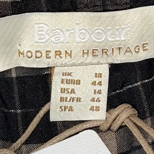 Barbour Lorelie Praline Gingham Plaid Popover Peasant Shirt Womens Size 14 New