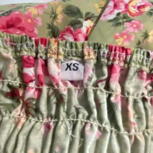 Voodoo Vixen Floral Olive Smocked Back Dress Size XS