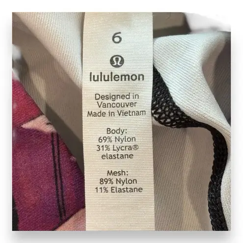 Lululemon  Floral Hibiscus 7/8 Yoga Pant Leggings Size 6 Mesh