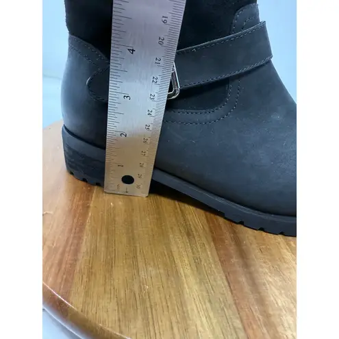 Blondo Waterproof Black Leather Suede Buckle Strap Moto Ankle Boots 8.5M