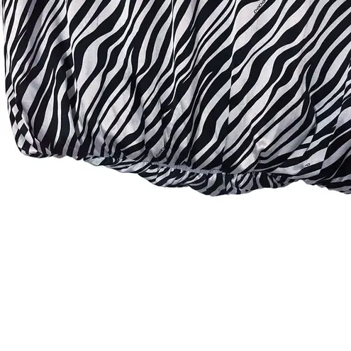 Bebe  zebra animal print silk bubble skirt women's medium black knee length y2k