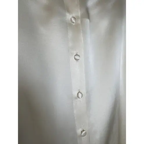 Vintage Lloyd Williams Silk cream blouse beaded sequin draped cowl neck medium