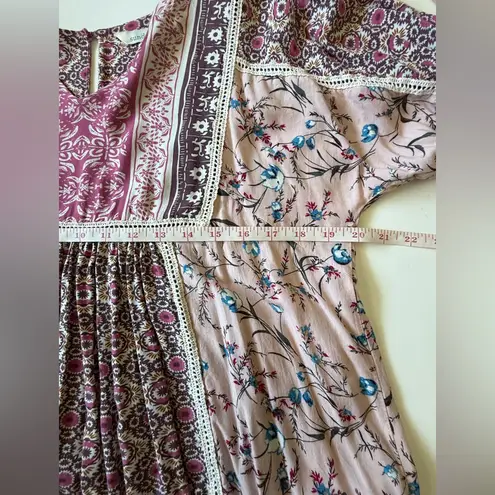 Sundance Mini Dress Womens Floral Patchwork Print Boho Flowy Petite Large