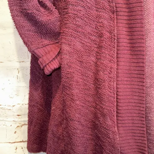 T. La almandine open cardigan burgundy long pockets warm XL Red