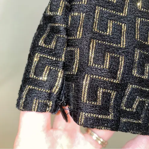 Black & Gold Chain Metallic Greek Key Print High Neck Halter Tank Crop Top XXS