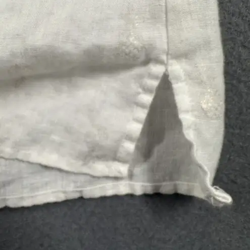 St. Tropez Tank Top Womens Lrg Linen Sleeveless Pineapple Patterned Summer V-Neck