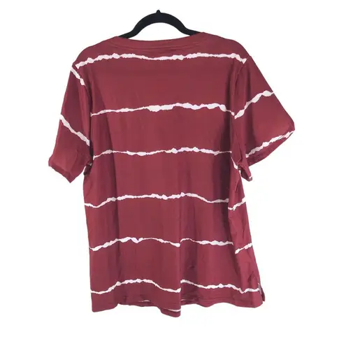 Bloomchic Womens Striped Contrast Petal Sleeve T-Shirt Scarlet Red 14-16