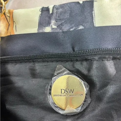 DSW Black and Gold Satin Shoe Fashion Shoulder Bag with Chain Strap