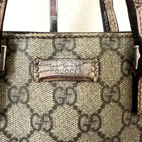 Gucci  GG Supreme Monogram Canvas and Leather Flat Tote