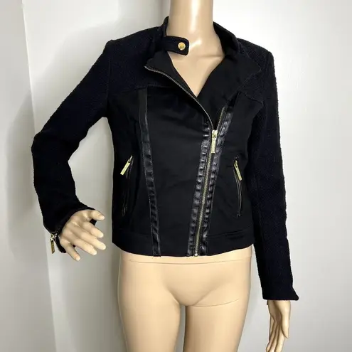 Michael Kors  Tweed Denim Moto Biker Jacket