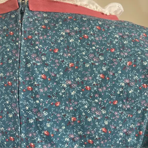 Vintage 70s Victorian Style Handmade Prairie Cottagecore Maxi Dress Modest Blue