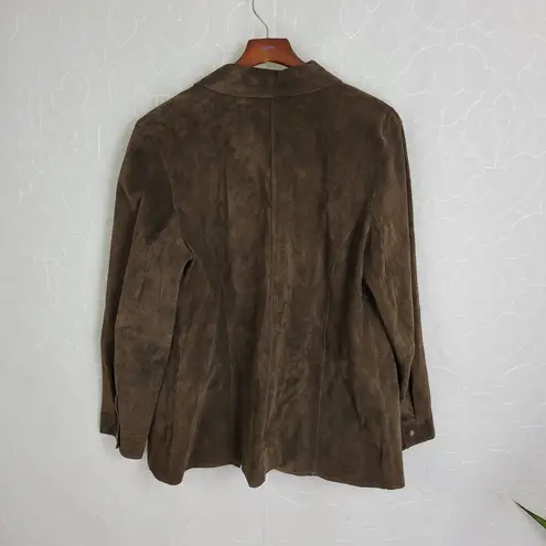 Marsh Landing Vtg  Womens Jacket Large Brown Suede Leather Button Down Shacket