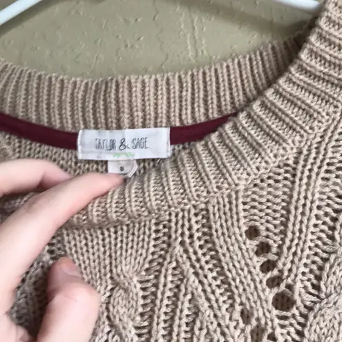 Taylor & Sage cream cable knit sweater