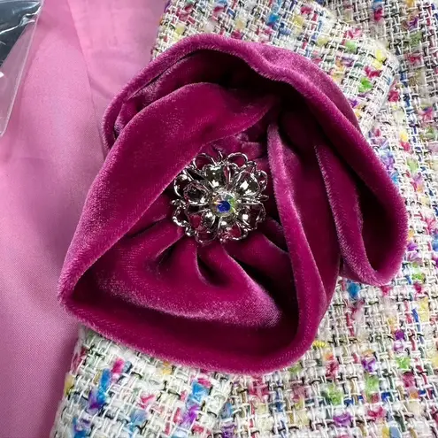 Lane Bryant  Women's Tweed Blazer Jacket Pink Purple Size 28 Floral Brooch New