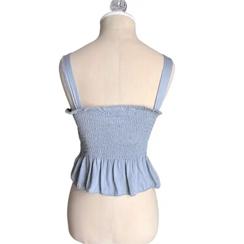 American Eagle Don’t Ask Why Blue Smocked Peplum Ruffle Hem Sleeveless Crop Cami Size undefined
