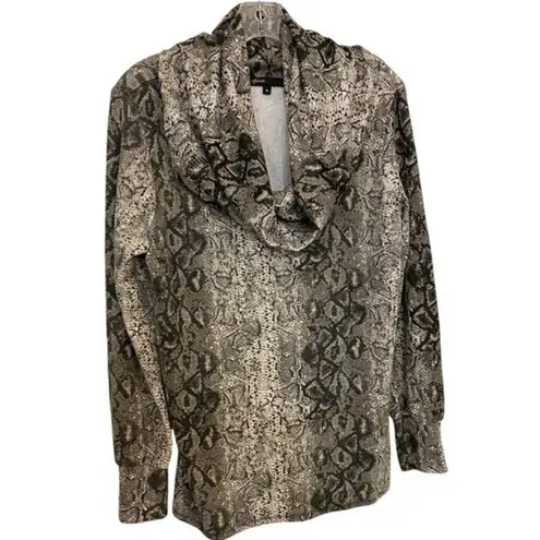 Gibson Women's Cozy Convertible Long Sleeve Tunic Snakeskin Print Top - M EUC