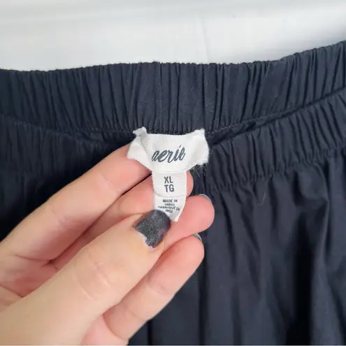 Aerie  • Poplin Tiered Maxi Skirt black cotton full ruffle midi pull on