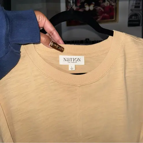 Nation Ltd Gloria Wrap Tie Mini Dress in Warm Sand Cotton