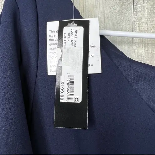 Betsy and Adam Size 4 Navy Blue Drape Back scuba Crepe Dress W/V-Neck Front Dress