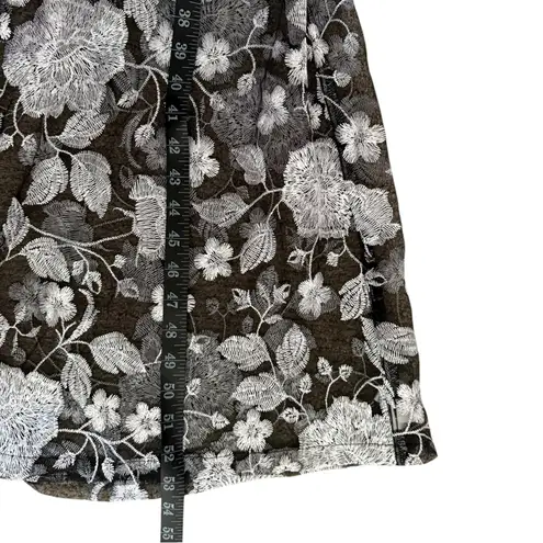 Julia Jordan Womens Gray Floral Embroidery Long Jacket