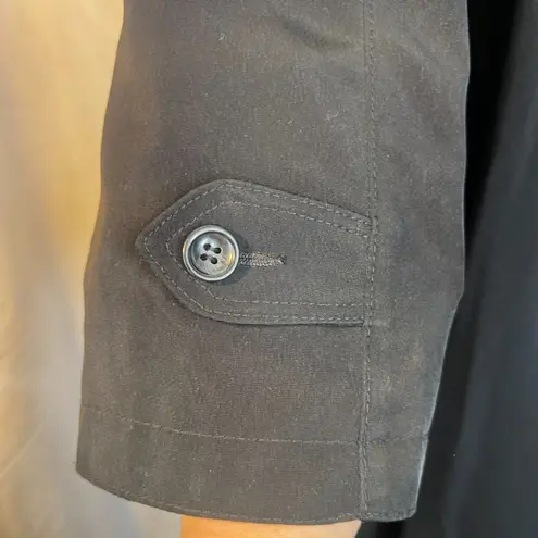 Fleet Street Basic Black Trench Coat Classic Timeless Staple Nylon Lined 14P