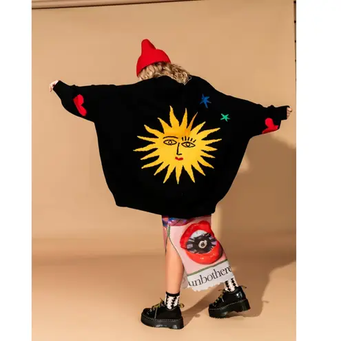 Dressed in Lala Child of the Universe Oversized Cardigan Size S/M Black - Image 5