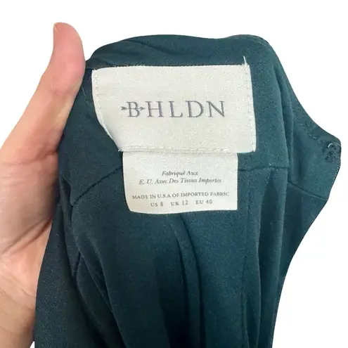 BHLDN Lennox Halter Open-Back Side-Slit Stretch Crepe Gown in Dark Emerald