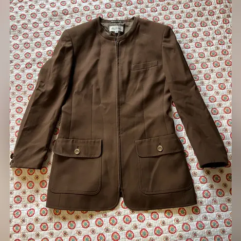 Valentino Garavani RARE Vintage 60s Valentino Miss V Brown Blazer Jacket Size 6 Zip Up