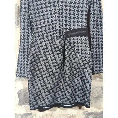 P. Luca Milano Dress Woman's Large Gray Black Houndstooth Mini Fitted Preppy