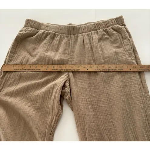 Coldwater Creek Wide Leg Gauze Cropped Pants Size Large Tan Lagenlook Beach Vaca