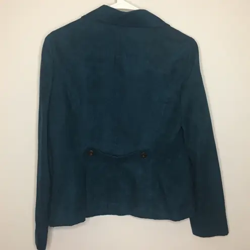 Studio I Teal Blue Faux Suede Blazer Jacket 10