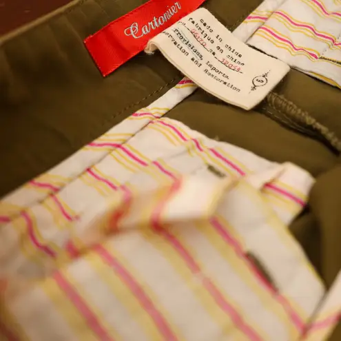 Cartonnier Anthropologie Trouser Ankle Pants Women's 6 Green Cutout Hem Stretch