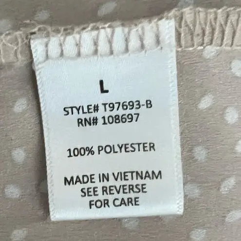 Alice Blue Simona Henley Sleeveless Cream White Polka Dot Blouse Size L