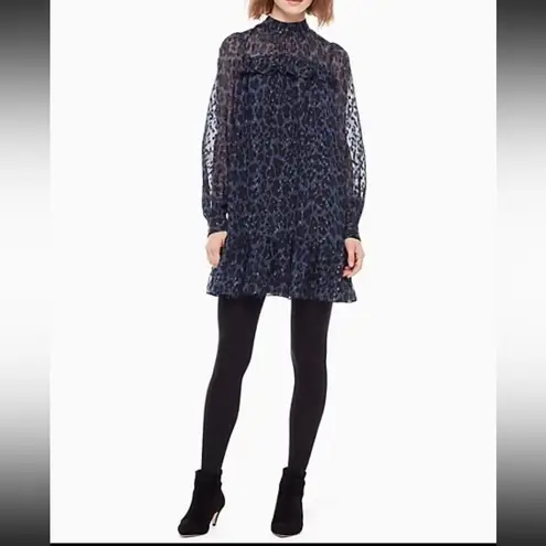 Kate Spade New York Glitter Leopard Light Adriatic Blue/Black Metallic Dress
L Blue Size L