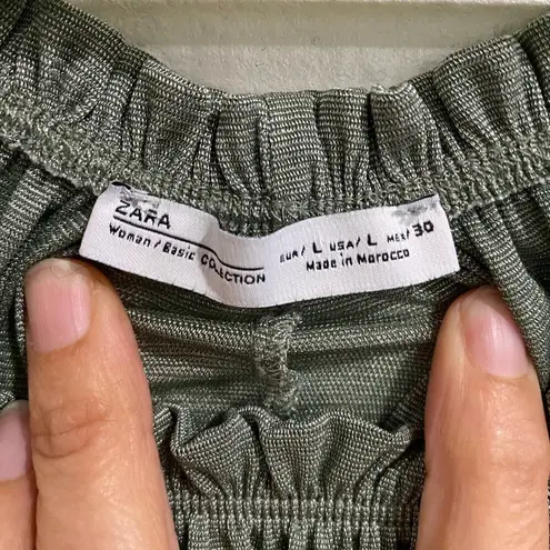 ZARA  Woman Sage Green Off Shoulder Blouse Sz L