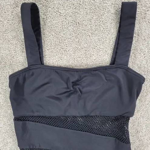 Carmen Marc Valvo One Piece Swimsuit Womens 6 Black Mesh Inset Cutout Swim Beach