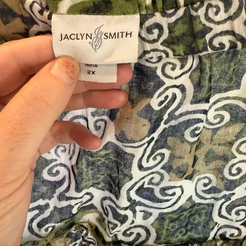 Jaclyn Smith Green and Black Patterned Maxi Skirt 2X