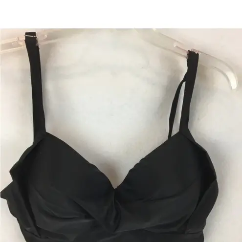 Black Drape Bra Support Cup Bikini Top XXL