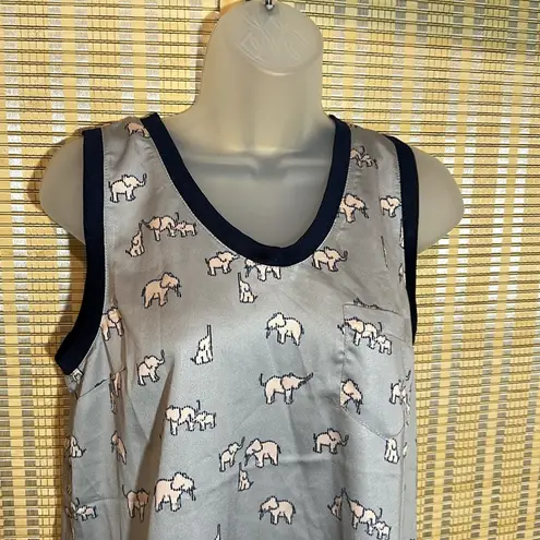 Current Air Silver Gray Tank Top Black Trim Pink Elephant Print Medium PJ Top?
