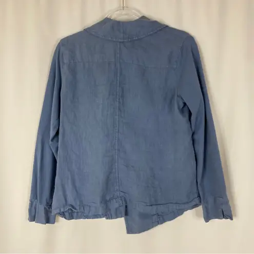 Flax | 100% Linen Blue Blazer Button Jacket Size P (4/6)
