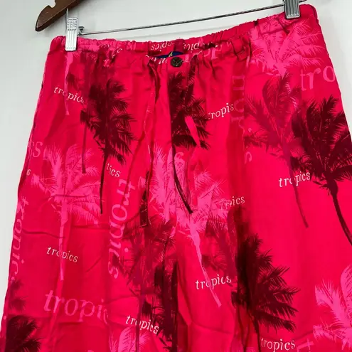 Vintage 90's Island Traders women's two piece pink palm tree tropics set large