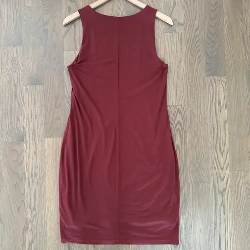 Three Dots Crew Neck Sleeveless Bodycon Dress in Cranberry Red Size Medium
