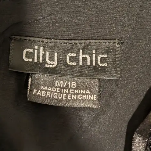 City Chic Dress Plus 18 2X Black Gold Sequin Irresistible Wrap Party Mini Formal