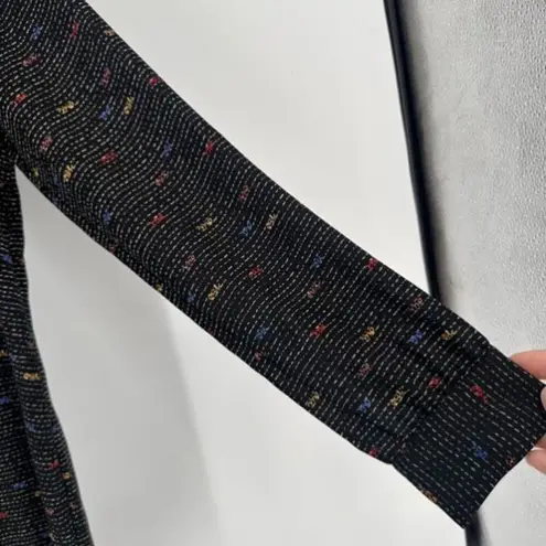 NYDJ Women's Pintuck Oui Printed Long Sleeve Popover Tunic Blouse Black Size XS