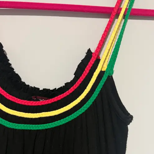 Sevengate Black Maxi Colorful Straps Vacation Beach Dress Size M